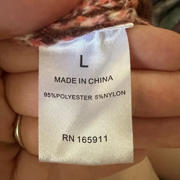 Cozy Brown and Red Patterned Women's Sweater - Picture 7 of 7